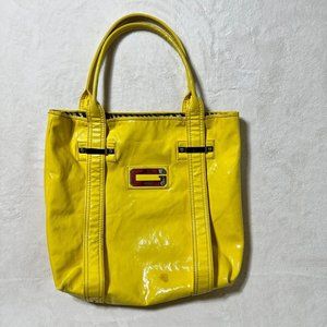 GUESS Large Tote Bag Bright Shiny Yellow with a Slight Water Stain - Fashionable